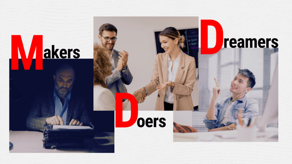 ¿Conoces la diferencia entre "Doers", "Makers" y "Dreamers"? 1 ¿Conoces la diferencia entre Doers Makers y Dreamers